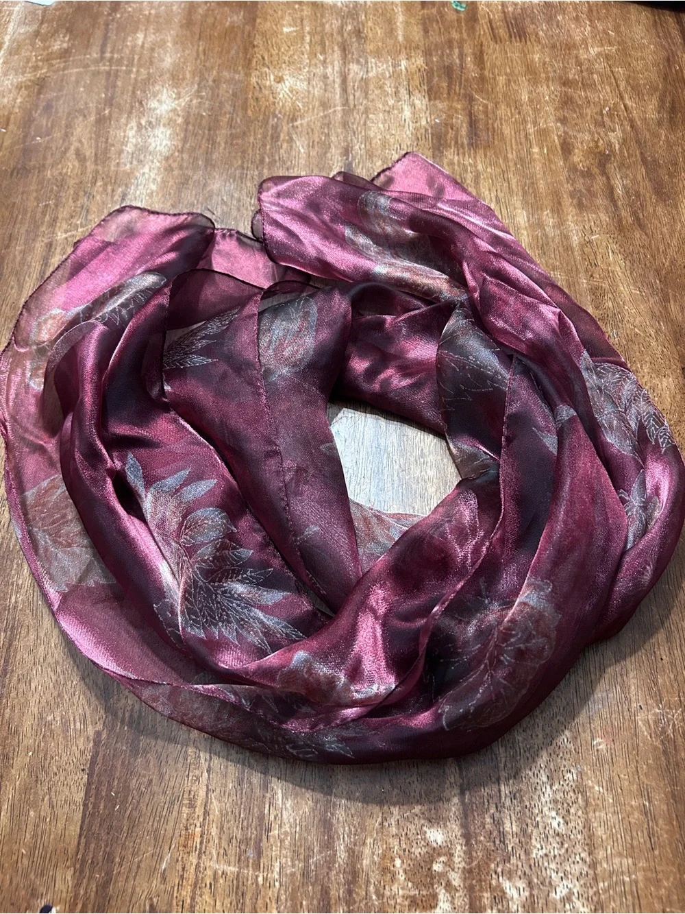 Elegant Whimsigoth Witchy Fairy Burgundy Fall Floral Silk Scarf